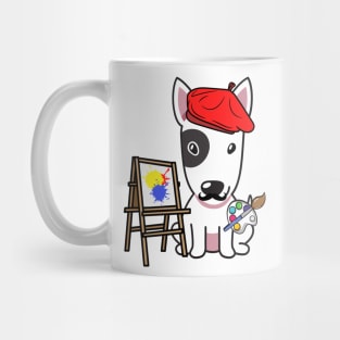 Funny bull terrier is a painter Mug